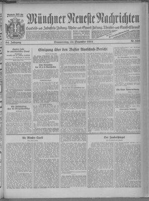 Münchner neueste Nachrichten Donnerstag 24. Dezember 1931