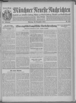 Münchner neueste Nachrichten Montag 28. Dezember 1931