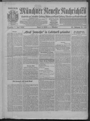 Münchner neueste Nachrichten Sonntag 1. Juni 1930