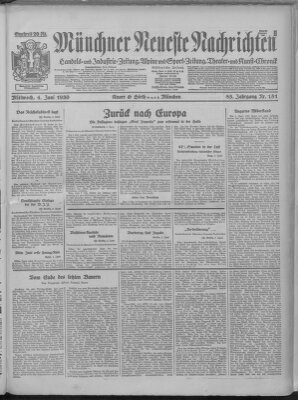 Münchner neueste Nachrichten Mittwoch 4. Juni 1930