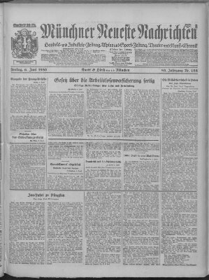 Münchner neueste Nachrichten Freitag 6. Juni 1930