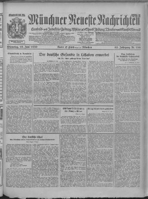 Münchner neueste Nachrichten Dienstag 10. Juni 1930