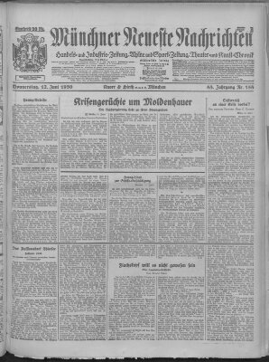 Münchner neueste Nachrichten Donnerstag 12. Juni 1930