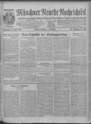 Münchner neueste Nachrichten Dienstag 17. Juni 1930