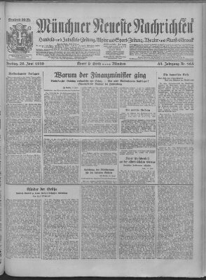 Münchner neueste Nachrichten Freitag 20. Juni 1930