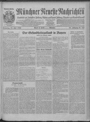 Münchner neueste Nachrichten Sonntag 22. Juni 1930