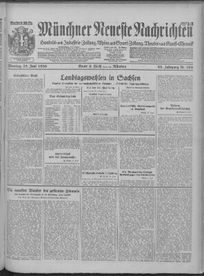 Münchner neueste Nachrichten Montag 23. Juni 1930