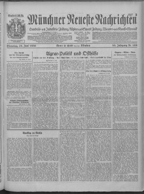 Münchner neueste Nachrichten Dienstag 24. Juni 1930