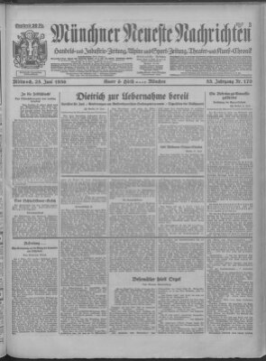 Münchner neueste Nachrichten Mittwoch 25. Juni 1930