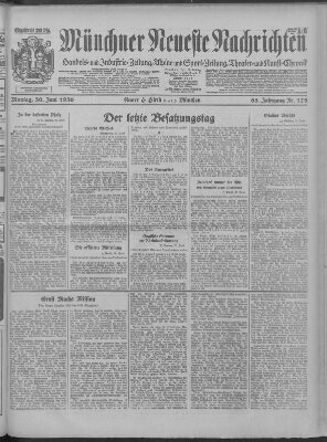 Münchner neueste Nachrichten Montag 30. Juni 1930