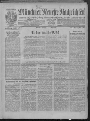 Münchner neueste Nachrichten Dienstag 1. Juli 1930