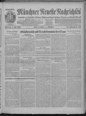 Münchner neueste Nachrichten Mittwoch 2. Juli 1930