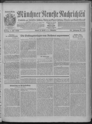 Münchner neueste Nachrichten Freitag 4. Juli 1930