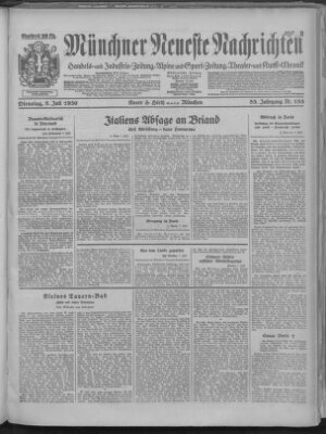 Münchner neueste Nachrichten Dienstag 8. Juli 1930