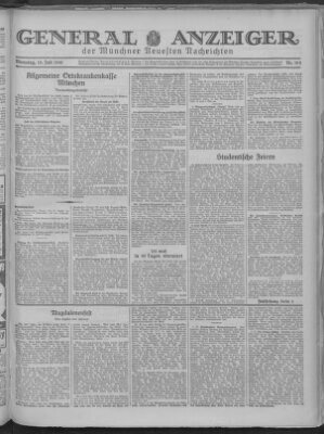 Münchner neueste Nachrichten Dienstag 15. Juli 1930