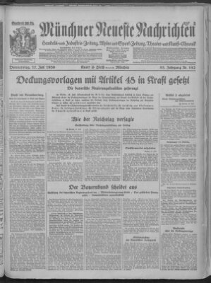 Münchner neueste Nachrichten Donnerstag 17. Juli 1930