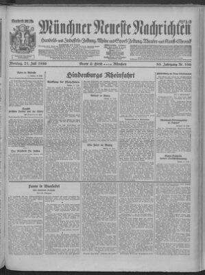 Münchner neueste Nachrichten Montag 21. Juli 1930