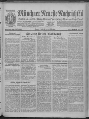 Münchner neueste Nachrichten Dienstag 22. Juli 1930