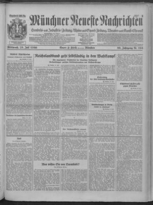 Münchner neueste Nachrichten Mittwoch 23. Juli 1930