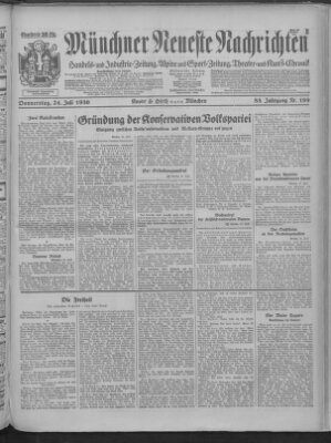 Münchner neueste Nachrichten Donnerstag 24. Juli 1930