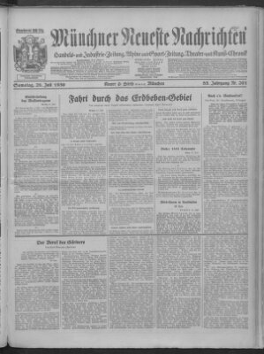 Münchner neueste Nachrichten Samstag 26. Juli 1930