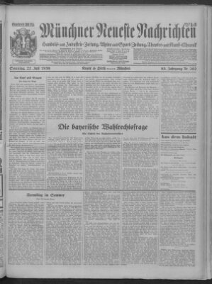 Münchner neueste Nachrichten Sonntag 27. Juli 1930