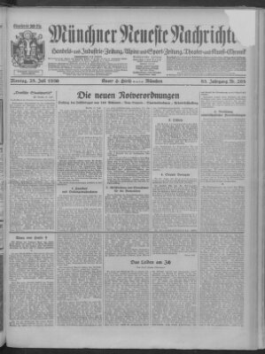 Münchner neueste Nachrichten Montag 28. Juli 1930
