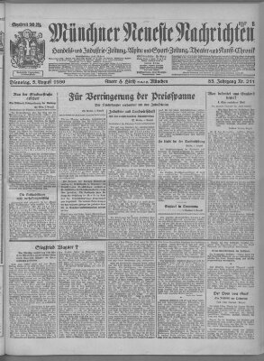 Münchner neueste Nachrichten Dienstag 5. August 1930