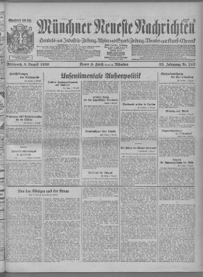 Münchner neueste Nachrichten Mittwoch 6. August 1930