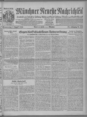 Münchner neueste Nachrichten Donnerstag 7. August 1930