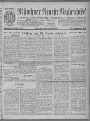 Münchner neueste Nachrichten Mittwoch 13. August 1930