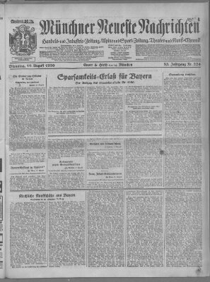 Münchner neueste Nachrichten Dienstag 19. August 1930