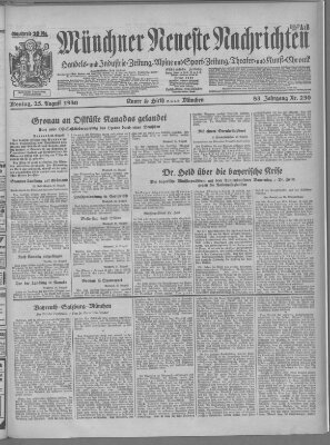 Münchner neueste Nachrichten Montag 25. August 1930