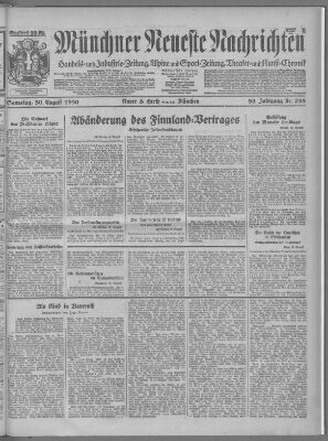 Münchner neueste Nachrichten Samstag 30. August 1930