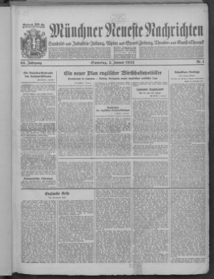 Münchner neueste Nachrichten Samstag 2. Januar 1932