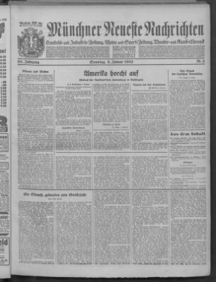 Münchner neueste Nachrichten Sonntag 3. Januar 1932