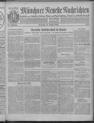 Münchner neueste Nachrichten Sonntag 10. Januar 1932