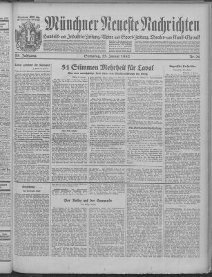 Münchner neueste Nachrichten Samstag 23. Januar 1932