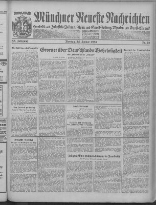 Münchner neueste Nachrichten Montag 25. Januar 1932