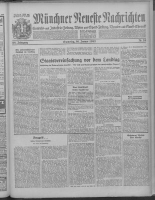 Münchner neueste Nachrichten Samstag 30. Januar 1932