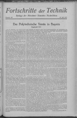 Fortschritte der Technik (Münchner neueste Nachrichten) Sonntag 24. Juli 1927