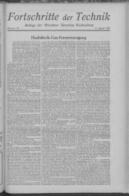 Fortschritte der Technik (Münchner neueste Nachrichten) Sonntag 7. August 1927