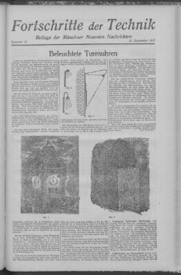 Fortschritte der Technik (Münchner neueste Nachrichten) Sonntag 25. September 1927