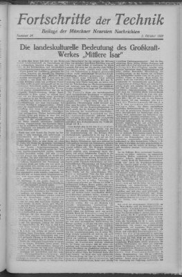 Fortschritte der Technik (Münchner neueste Nachrichten) Sonntag 2. Oktober 1927