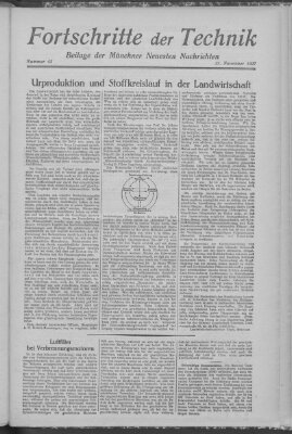 Fortschritte der Technik (Münchner neueste Nachrichten) Sonntag 27. November 1927