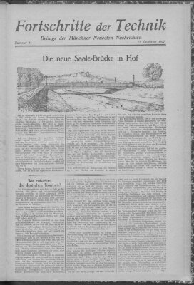 Fortschritte der Technik (Münchner neueste Nachrichten) Sonntag 11. Dezember 1927