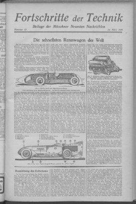 Fortschritte der Technik (Münchner neueste Nachrichten) Sonntag 25. März 1928