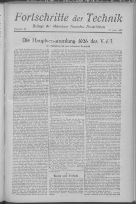 Fortschritte der Technik (Münchner neueste Nachrichten) Sonntag 24. Juni 1928