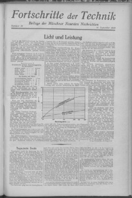 Fortschritte der Technik (Münchner neueste Nachrichten) Sonntag 16. September 1928