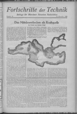 Fortschritte der Technik (Münchner neueste Nachrichten) Sonntag 18. November 1928